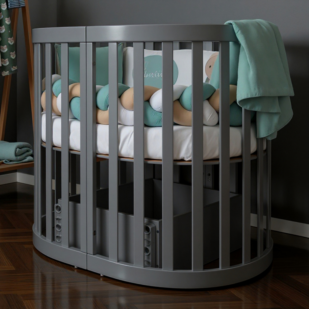 Příčný mechanismus houpání pro postýlky Mikko Gekko (90*70). Podélný, bez šuplíku. Grafitová.